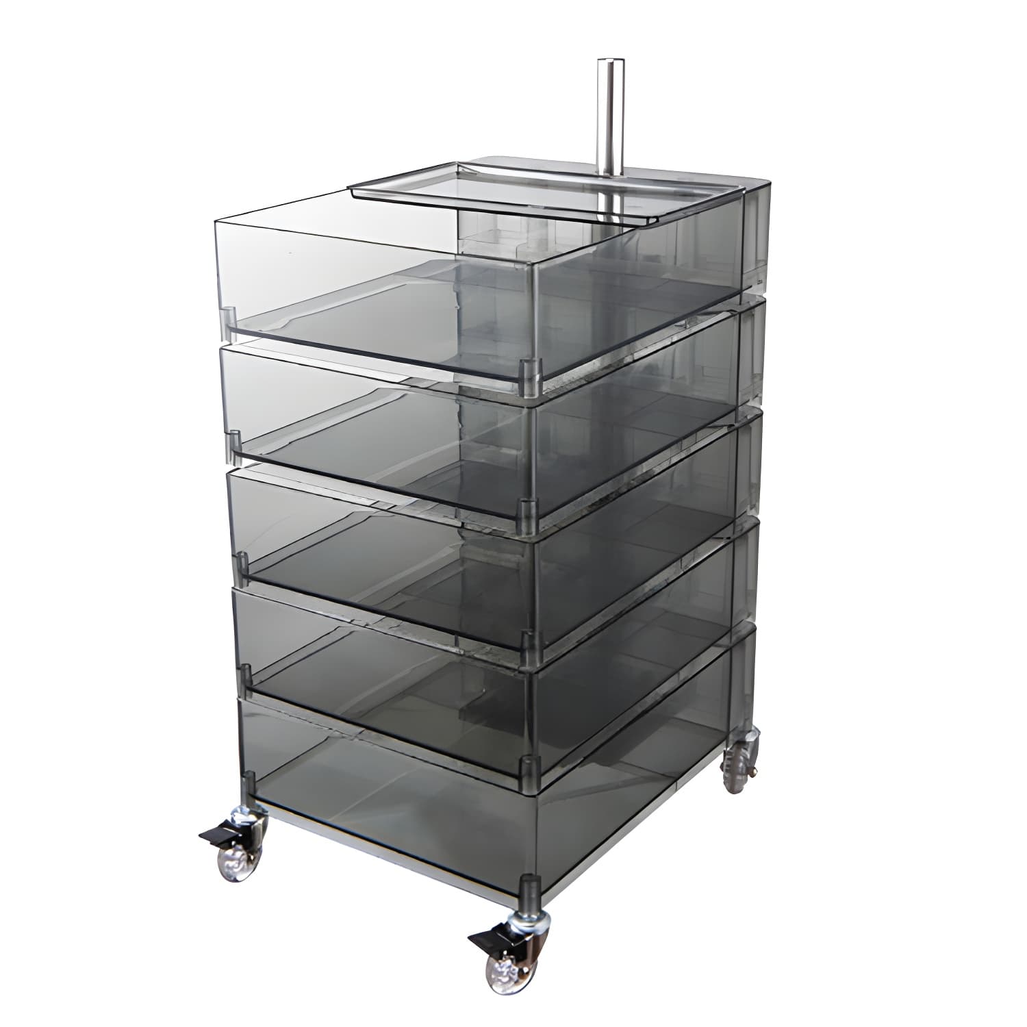 Plastic Nightstand Or End Table 28" Tall Nightstand with Drawers and Wheel - image 3