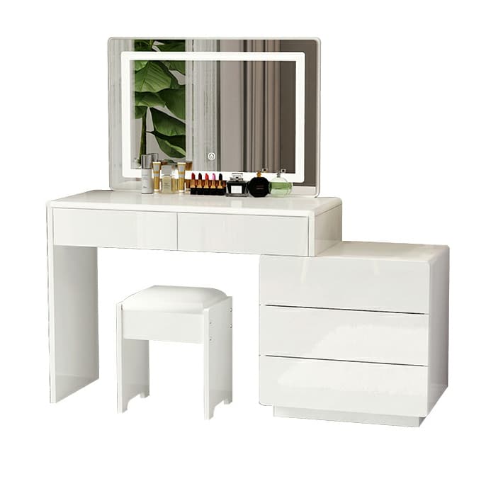 Modern 48'' White Wood Makeup Vanity & Stools with Drawers Self Close or Reserve Installation - image 8
