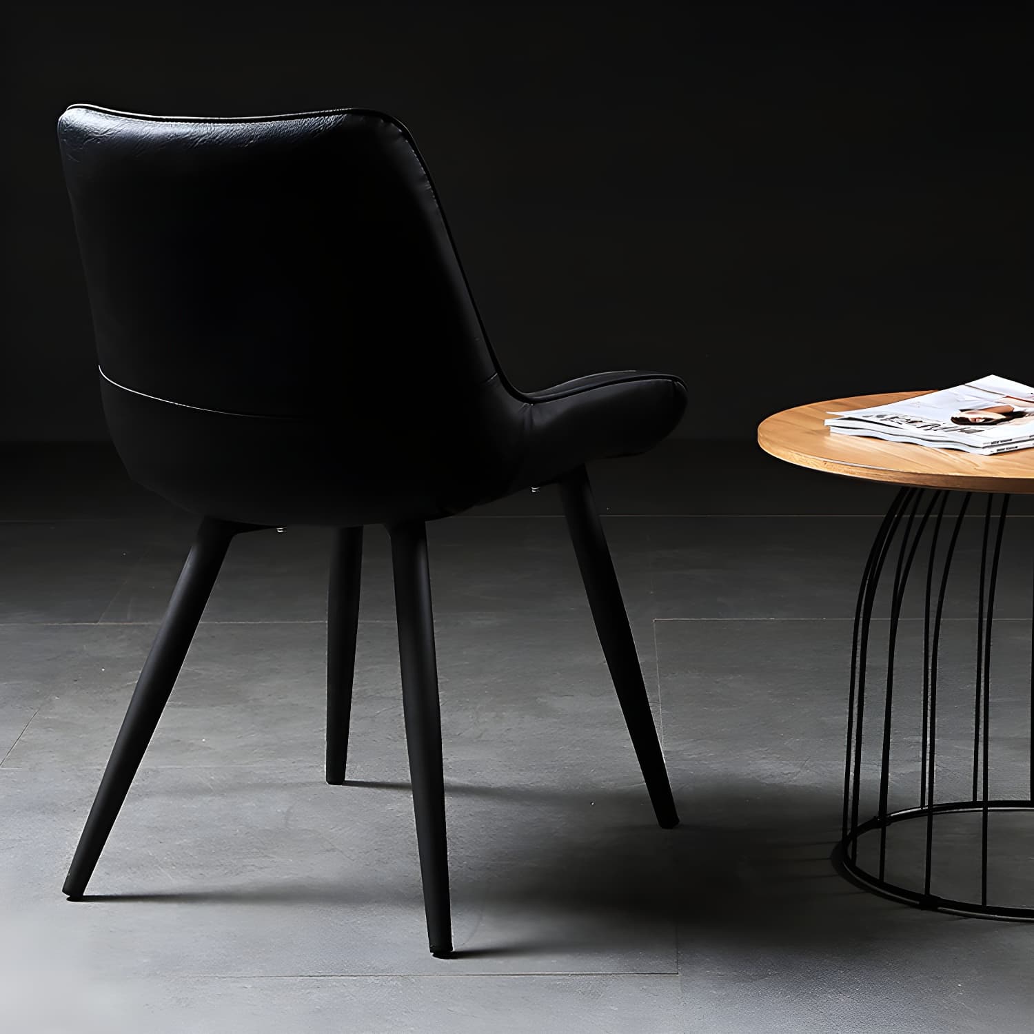 Modern Design Faux Leather Side Chair with 4 Metal Black Finish Legs Solid Back Armless Chair - image 11