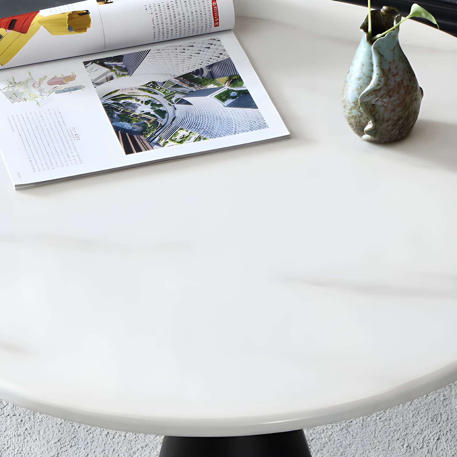 Metal Traditional Luxury Round Table Marble Top Indoor Table with Pedestal - image 14