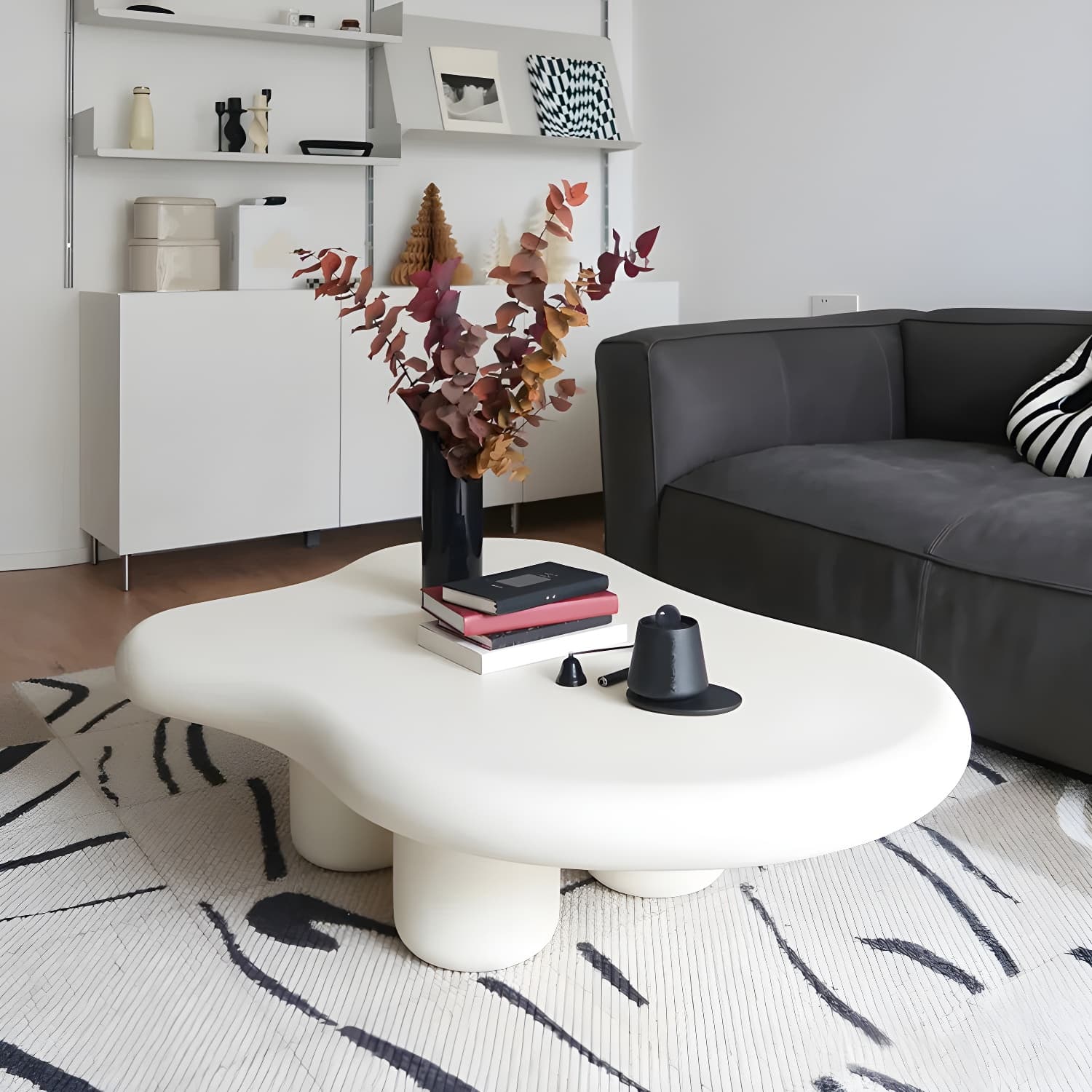 Solid Wood 4 Legs Coffee Table Minimalist Modern Coffee Table - image 12