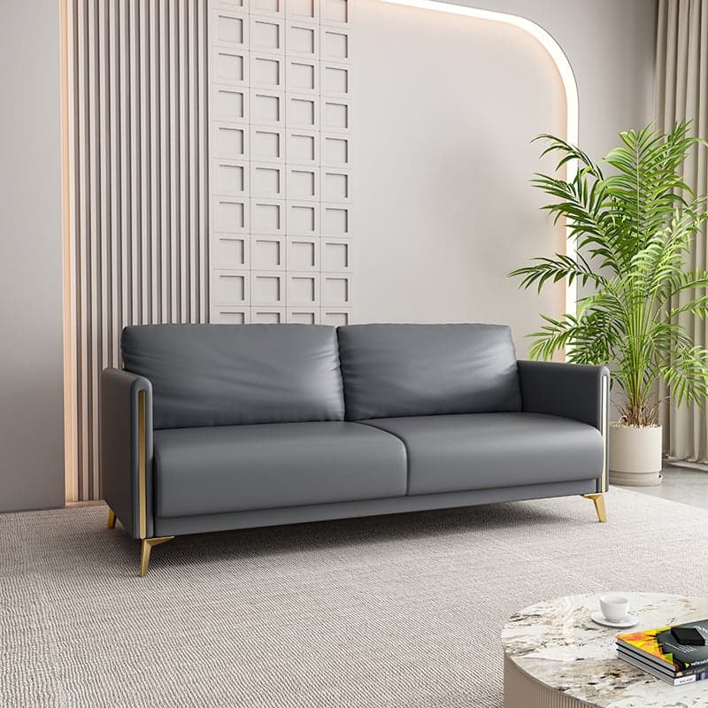 Modish Solid Color Scratch-durable Floor Sofa in Pleather with Gray/Chalk/Tangerine Color for 3/for 2 - image 6