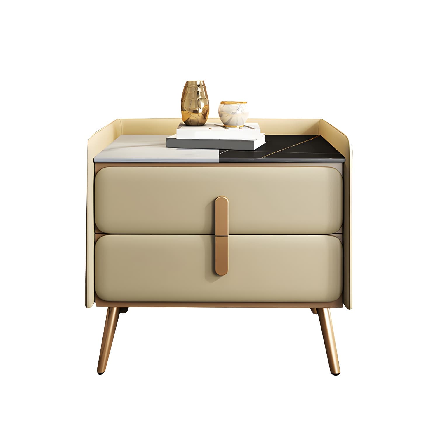 Modern Bedside Cabinet Stone Bed Nightstand with 2 Drawers for Living Room - image 22