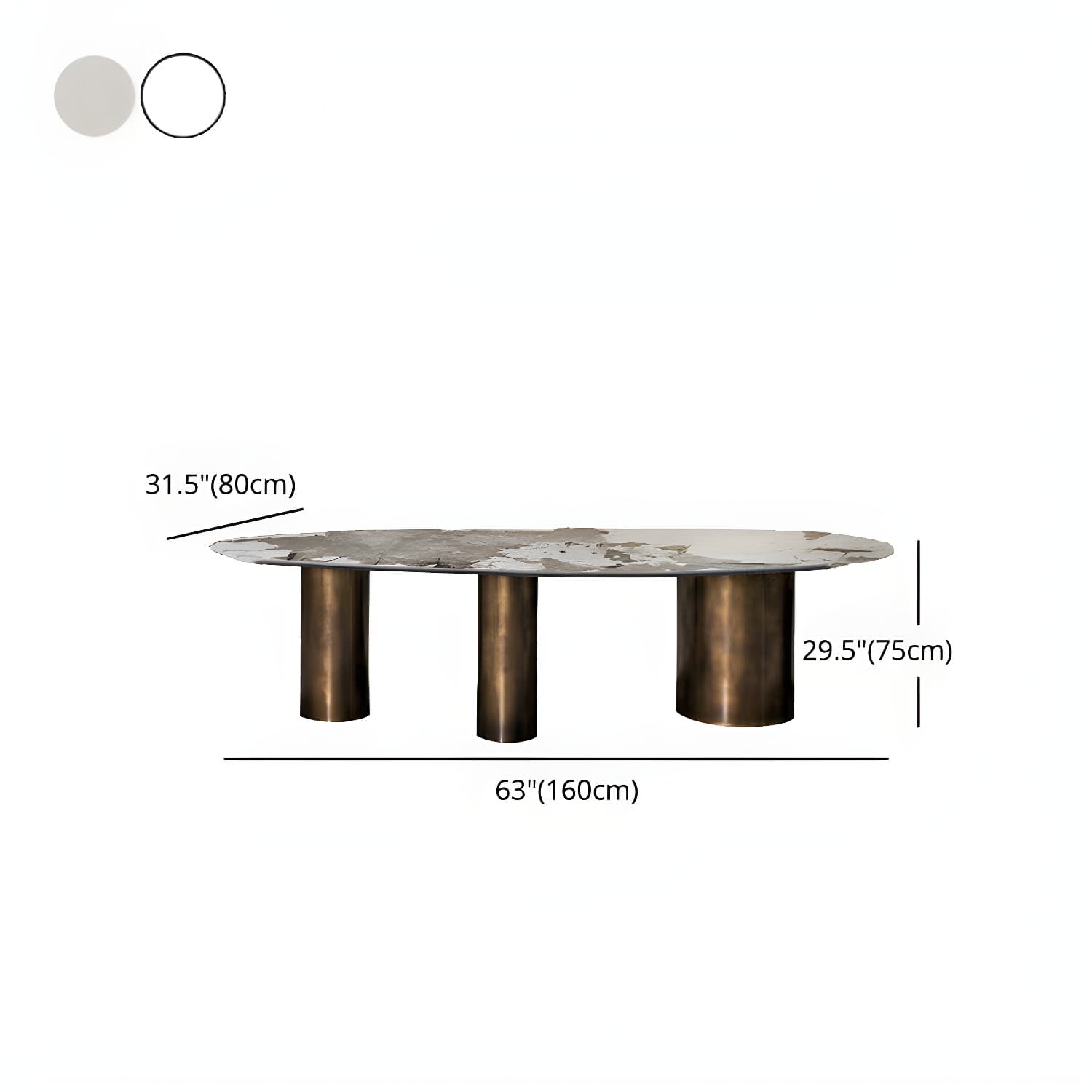 Oval Traditional Luxury Stone Table Standard Height Dining Table - image 12