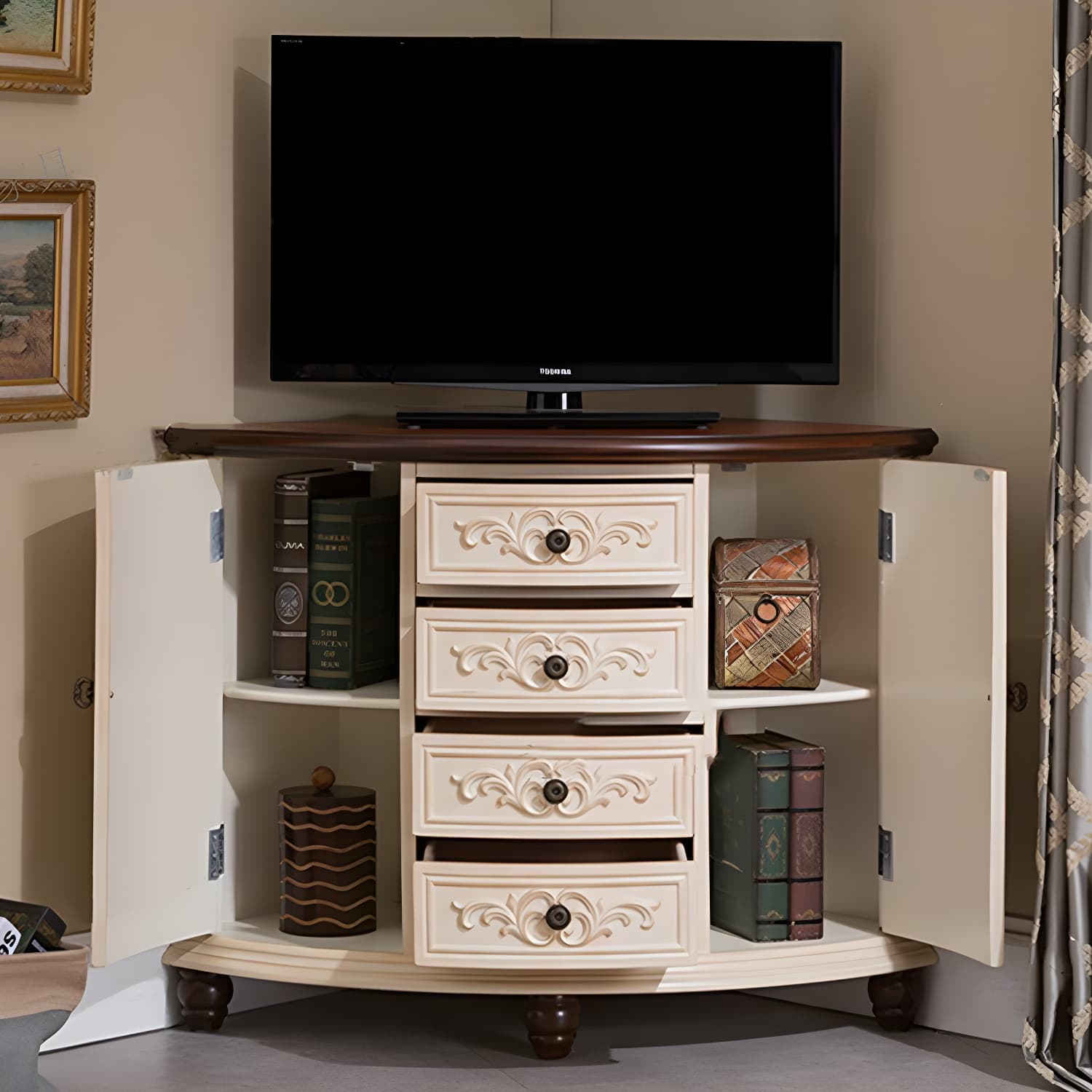 Wooden TV Cabinet Modern Style Home Simple Corner TV Stand Console - image 12