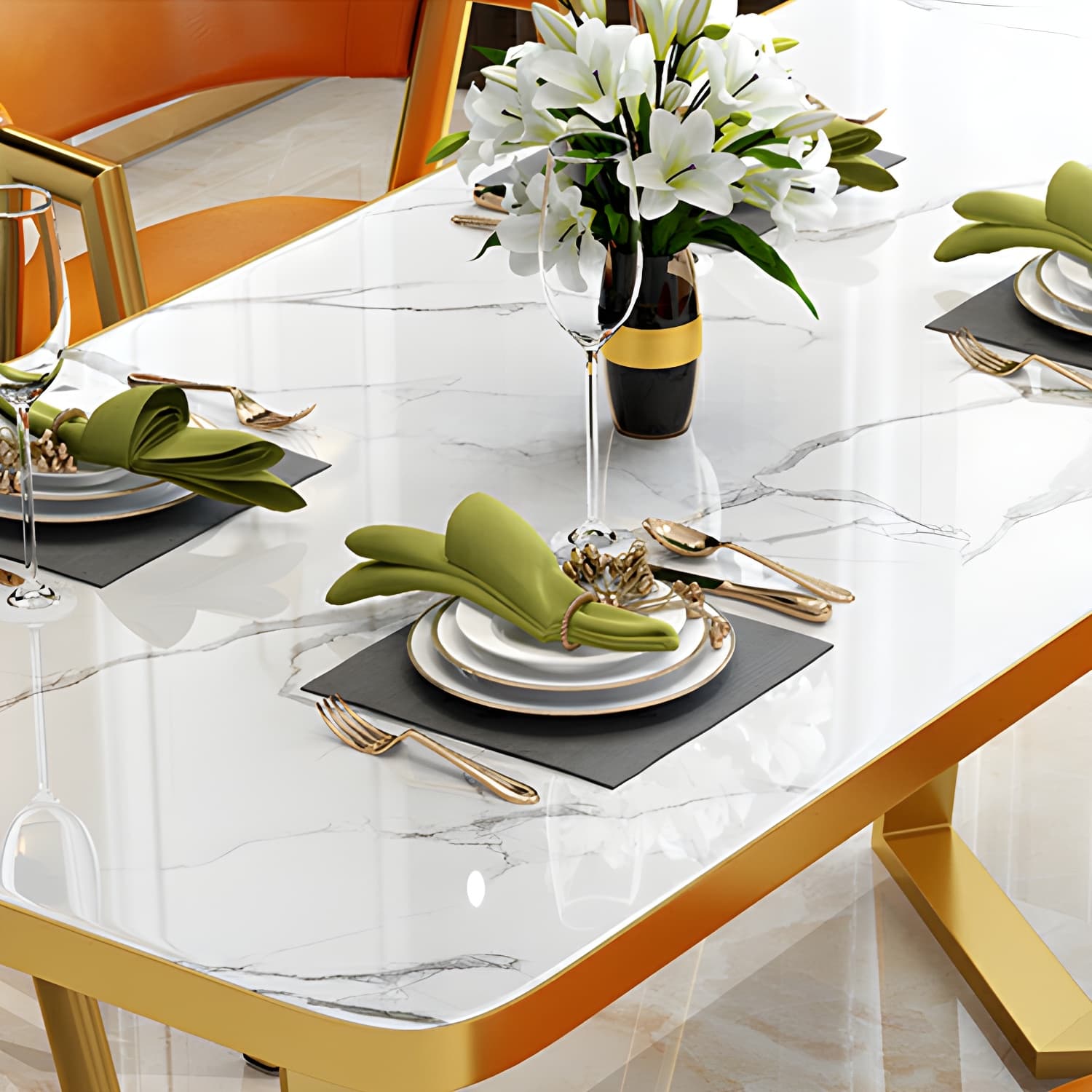 Glam White Wood Dining Set with Upholstered Chairs - 5 Piece Set - image 11