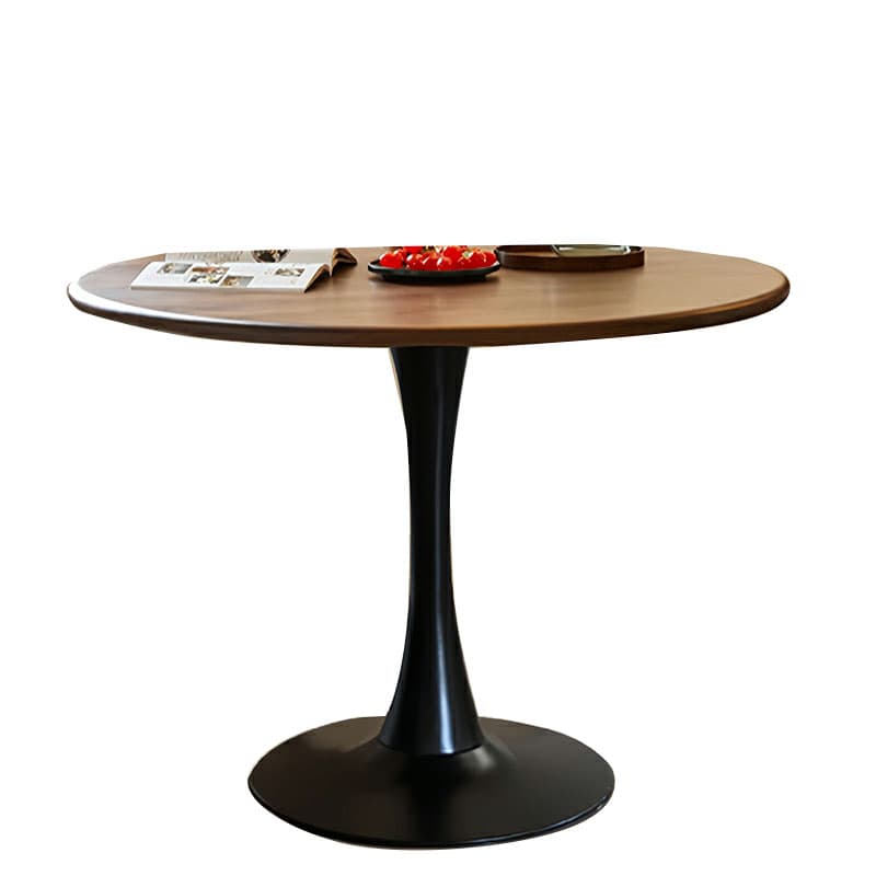 Modern Round Fixed Table Rubber Solid Wood Standard Height Dining Table for Seats 2 - image 3