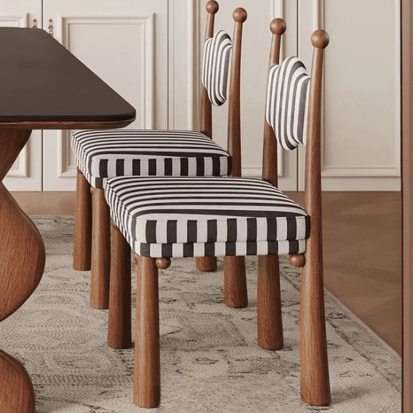 Simplistic Lumber Side Chair with Airy Back & Cushion in White/Black and White - image 5