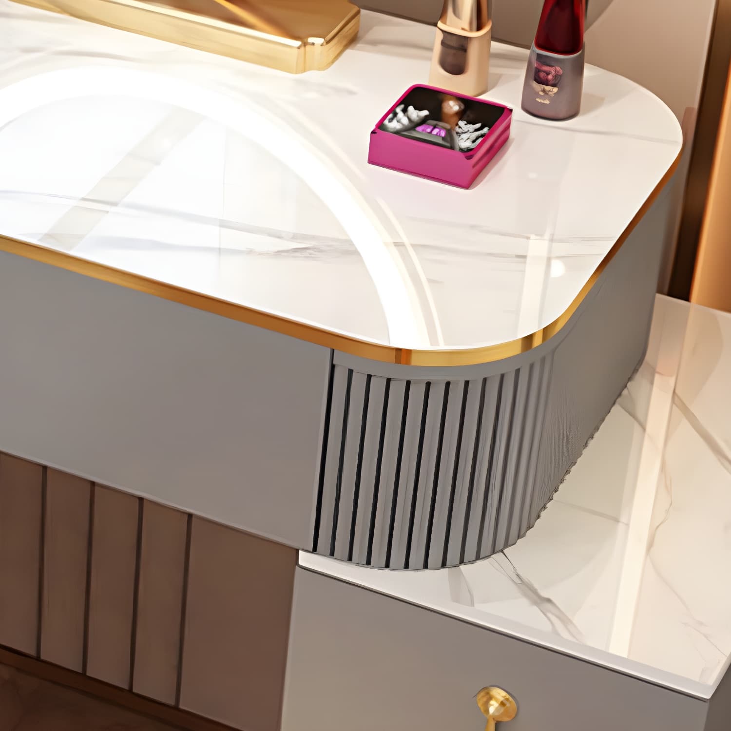 Removable Makeup Counter Bedroom Vanity Dressing Table with Lighted Mirror - image 11