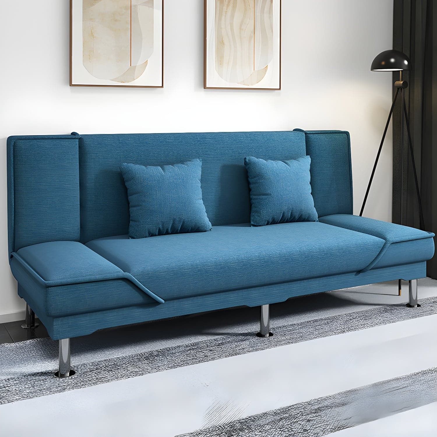 Armless Settee with Cotton Blend 19.68" W Convertible Sleeper Sofa for Living Room - image 11