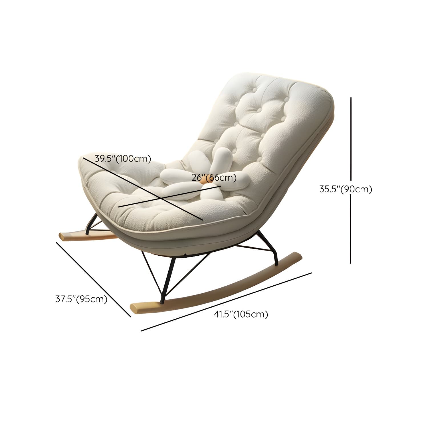 Contemporary Rocking Chair with Spindle Back, Tufted Upholstered and Wood Legs - image 13