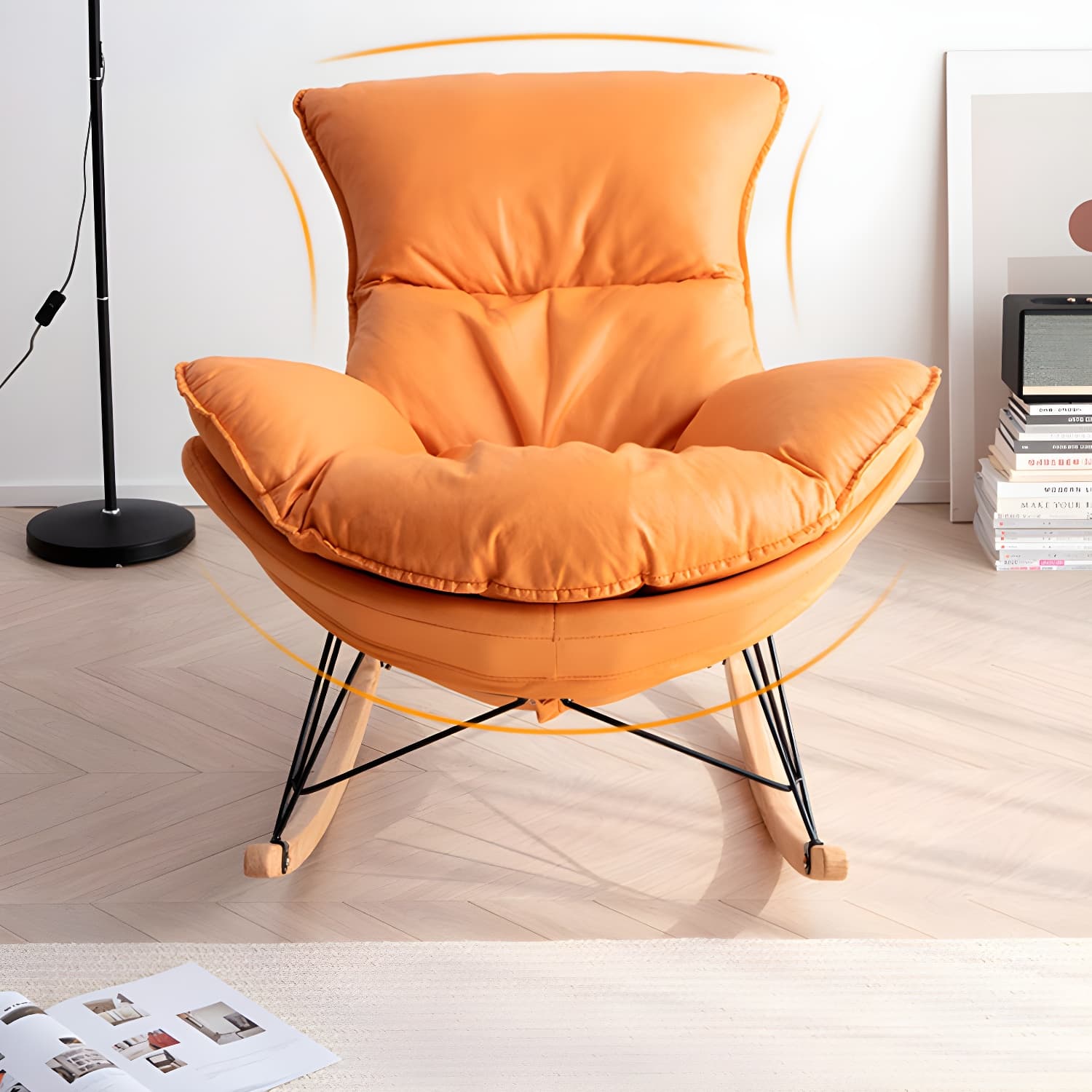 Modern Rocker Chair Upholstered with Dark legs Glider for Living Room - image 12
