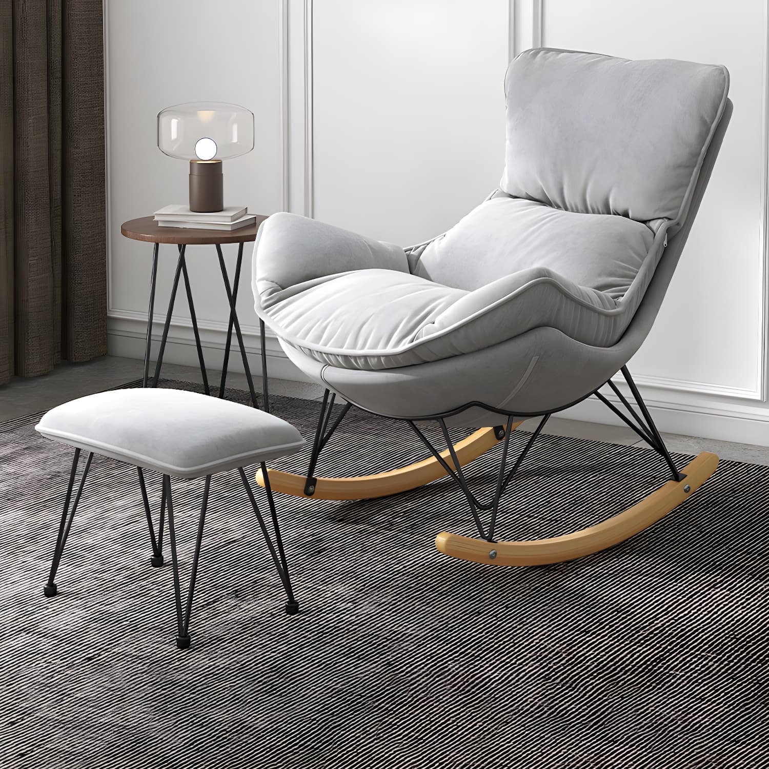 Solid Wood Rocking Chair Contemporary Rocker Chair with Padded Seat - image 18