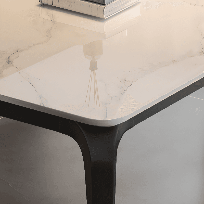 Trendy White/Charcoal/Light Gray Rectangle Scratch Resistant Sintered Stone Top Dining Table for 4/8 People/Seats 6, Standard Table Height - image 16