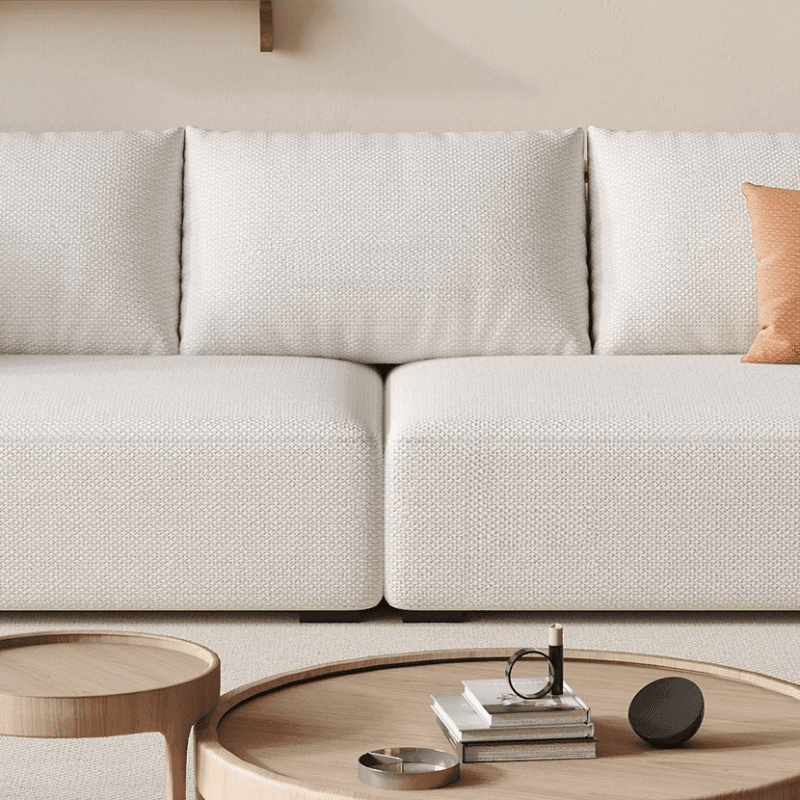 Modish Solid Color Stain Resistant Standard Sofa in Black/Light Gray/Beige for 6-Seater with 2 Pillows - image 13