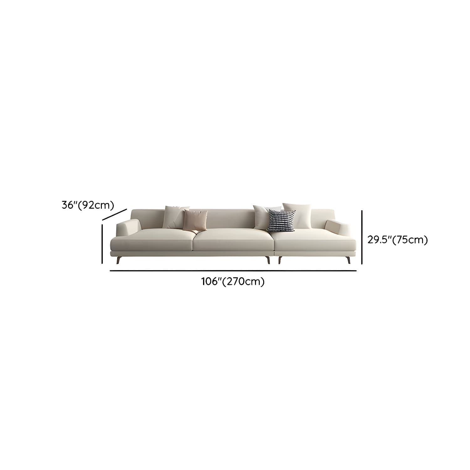 Modern Beige Cotton and Linen Sectional Sofa with Pine Wood Frame - image 13
