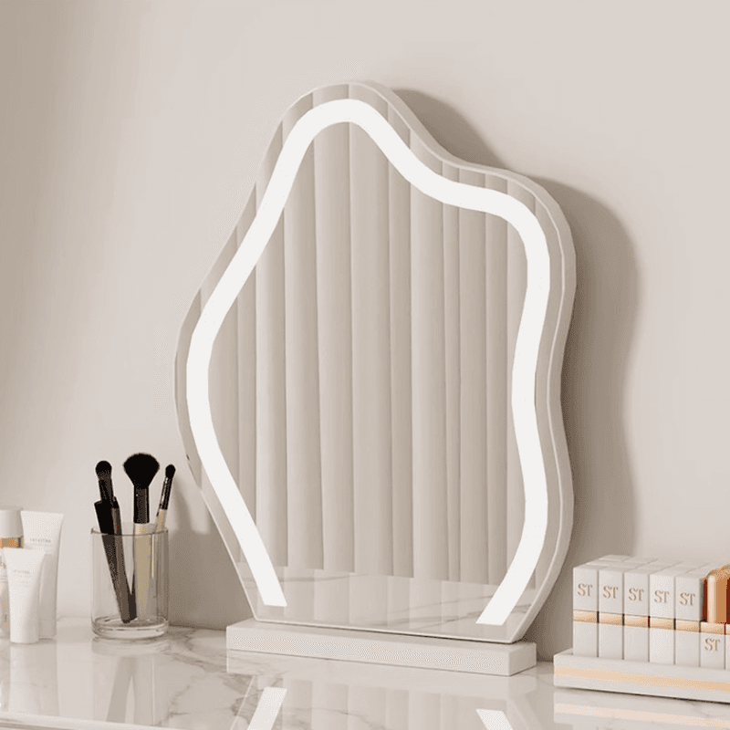 Large/Standard Vanity Set with Stone Table Top, White Seat, 9 Drawers/6 Drawers, Mirror Lights, and Scalable Design - image 4
