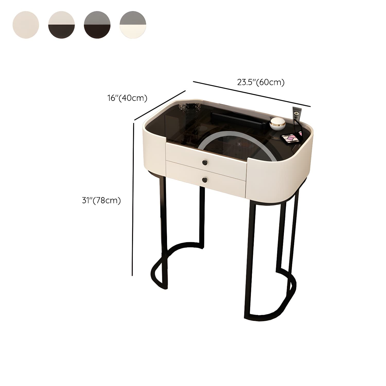 Contemporary Bedroom Makeup Vanity Desk Glass Vanity Dressing Table with Stool - image 16