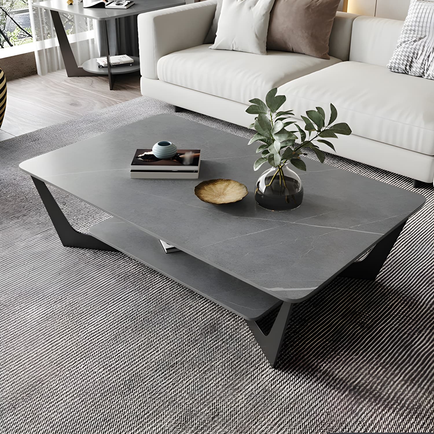 Slate Rectangular Coffee Table Minimalist Modern Coffee Table
