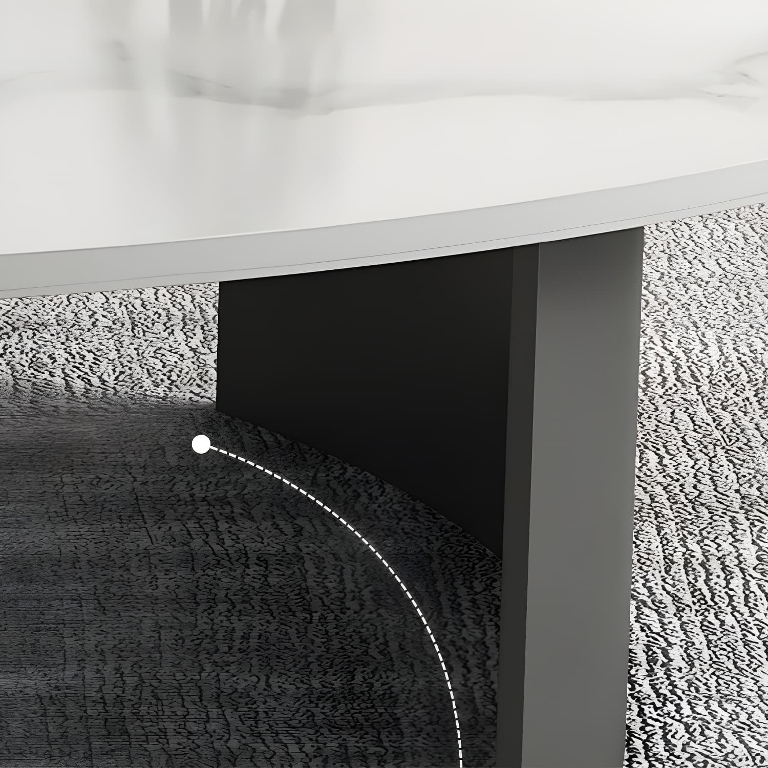 Oval Stone Modern Coffee Table with Double Pedestal Metal Base - image 8