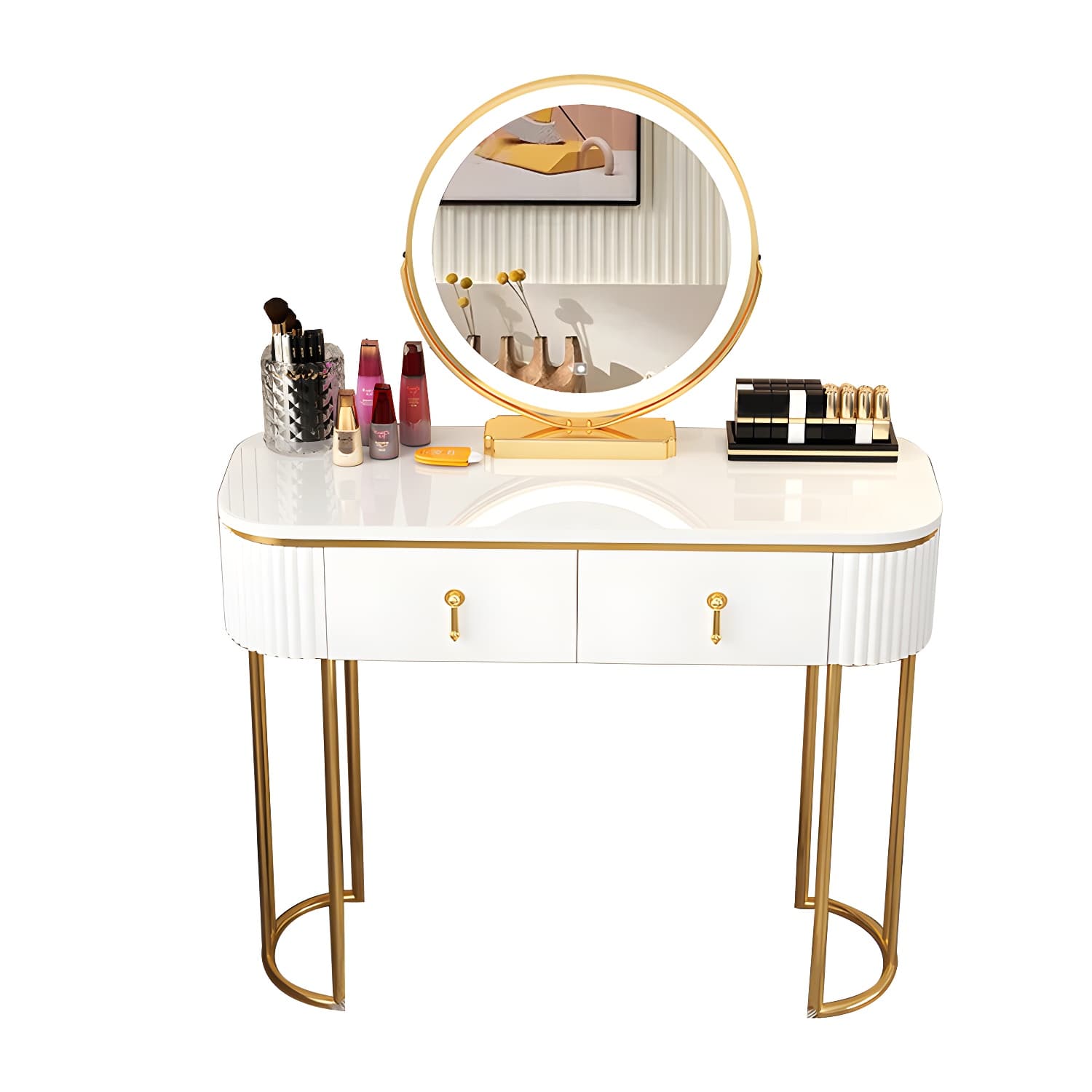 Removable Makeup Counter Lighted Mirror Vanity Dressing Table with Drawer - image 15