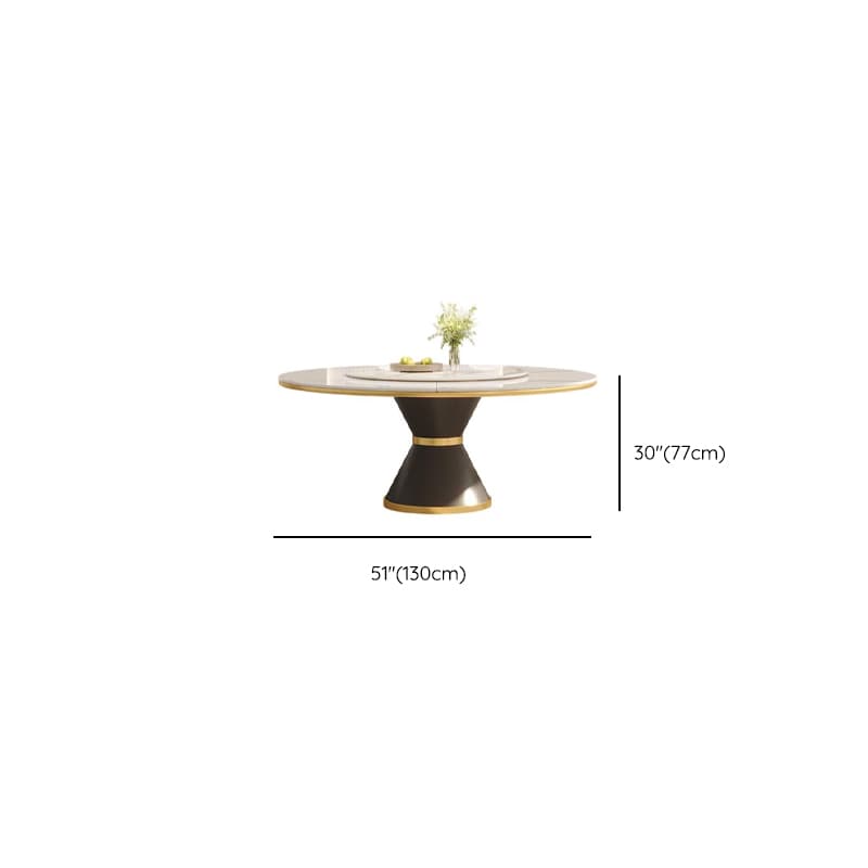 Minimalist Rounded Dining Table Set with Stump Base and Enclosed Back in White, Rotatable - image 7
