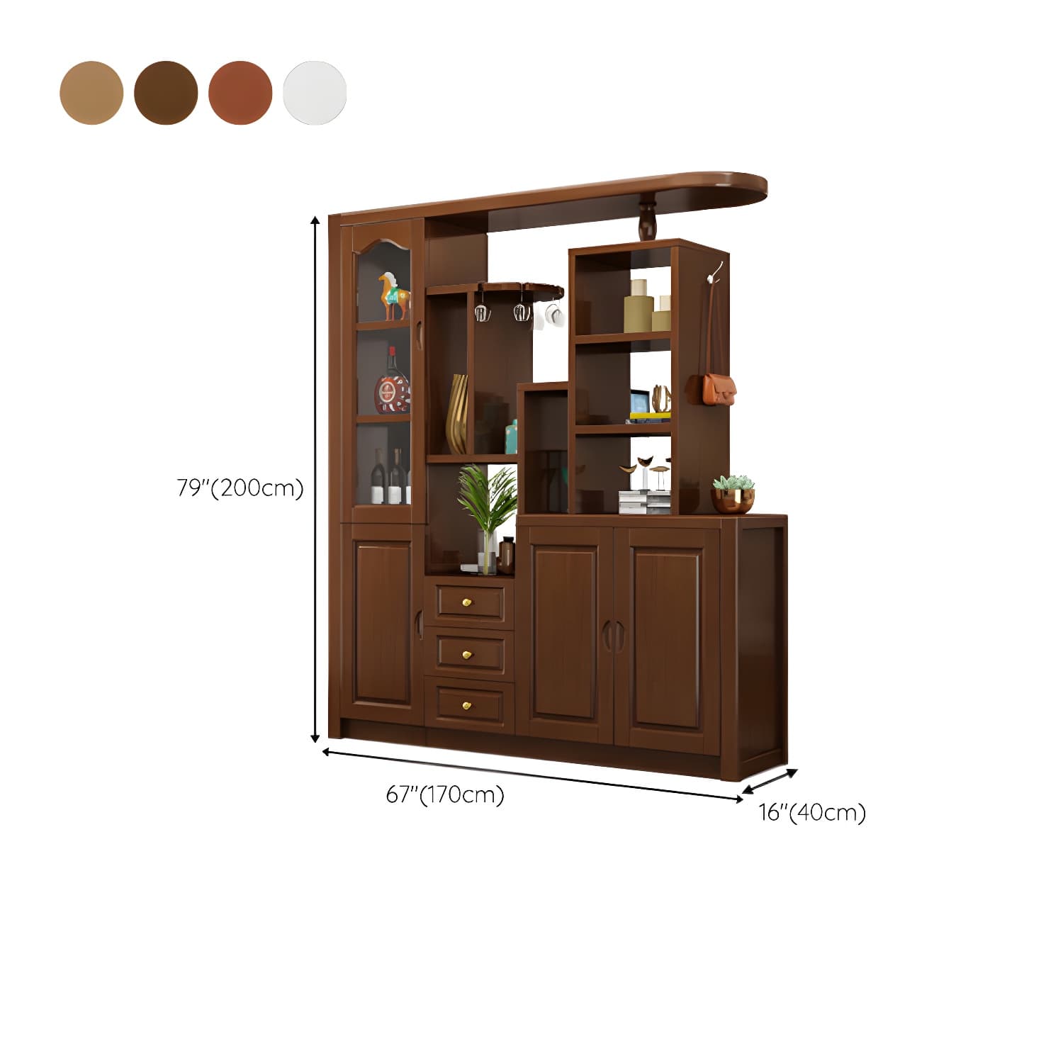 15.7" D Solid Wood 3-Drawer Accent Cabinet with Shelves for Entryway - image 22