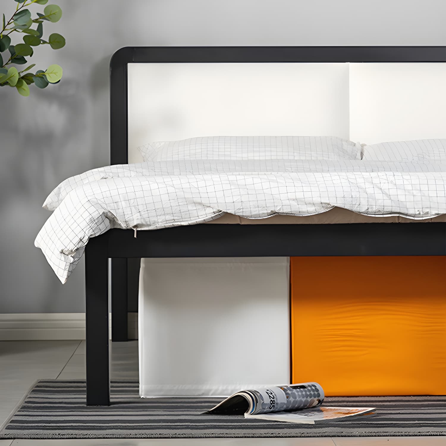 Slat Bed 36.61"H Adjustable Height with Open-Frame Upholstered Headboard - image 7