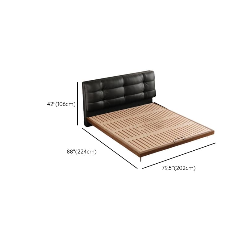 Solid Color Platform Bed with Natural Wood Frame and Button-tufted Design for Living Room - image 13