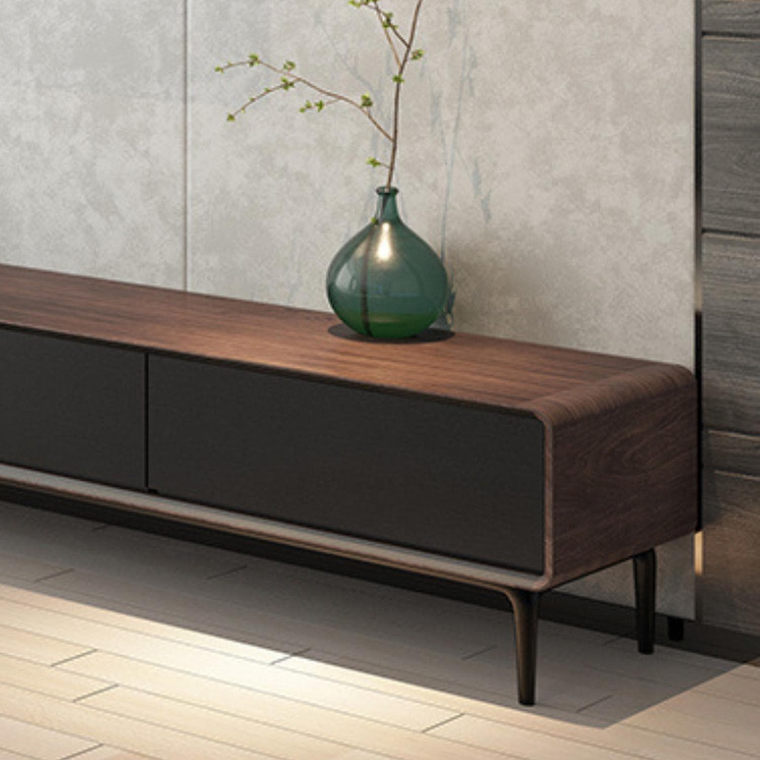 Modern Wood TV Stand with Drawers and Cable Management, Low Height, with Legs - image 17
