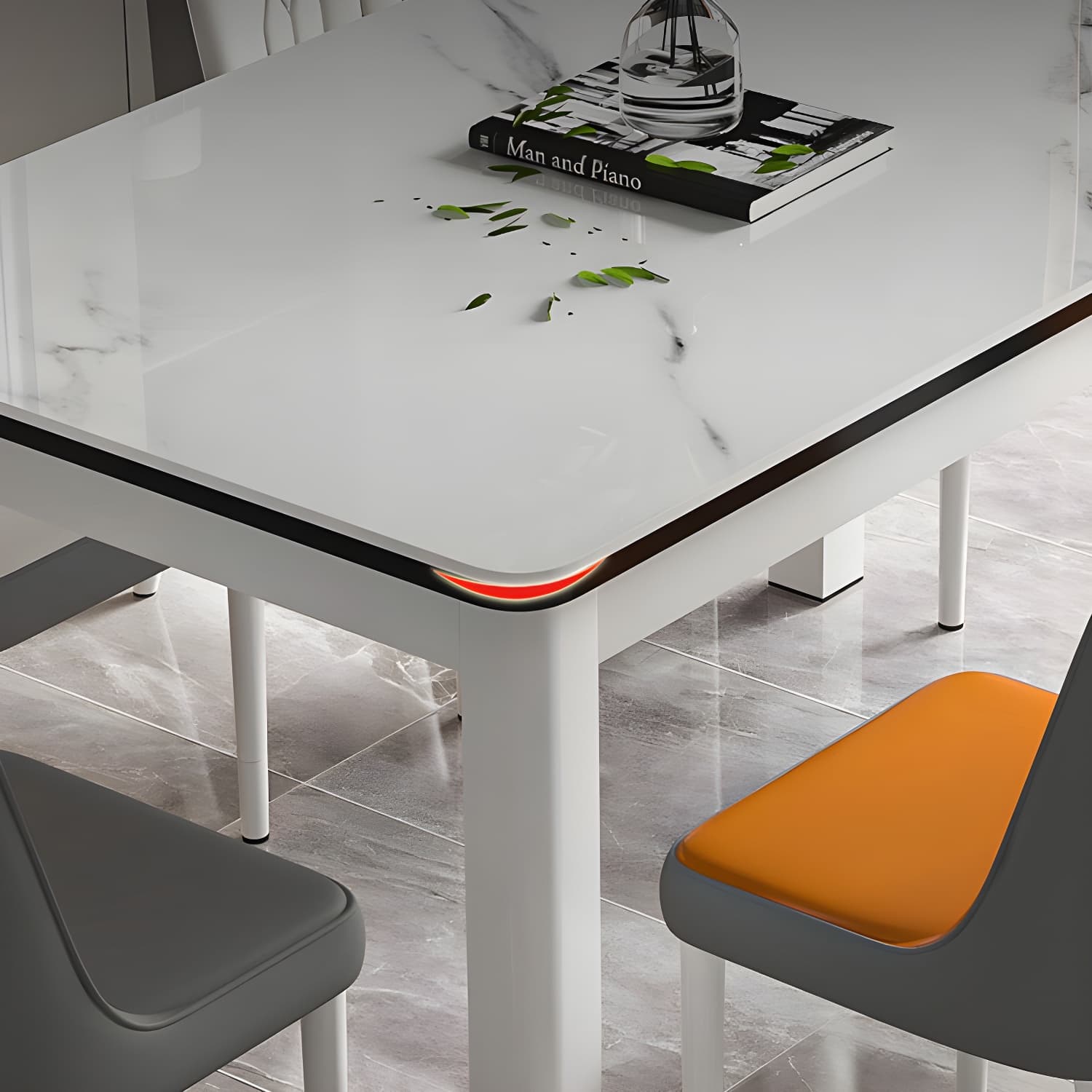 Modern Rectangular Glass Top Dining Table with White and Black 4 Foot - image 8