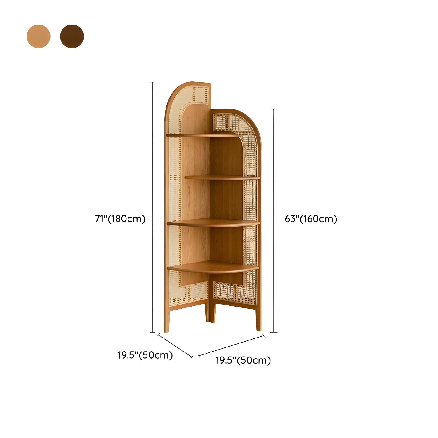 Corner Scandinavian Accent Chest with Wood Countertop and 4 Shelves, Ash Wood Species, Straight Legs - image 13