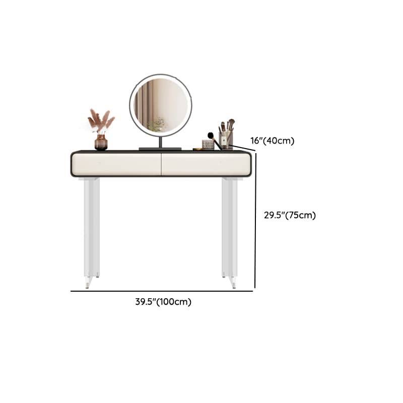Simplistic Standard/Small Vanity Set with Reclaimed Wood Table Top, White Seat, 2 Drawers, and Mirror Lights - image 15