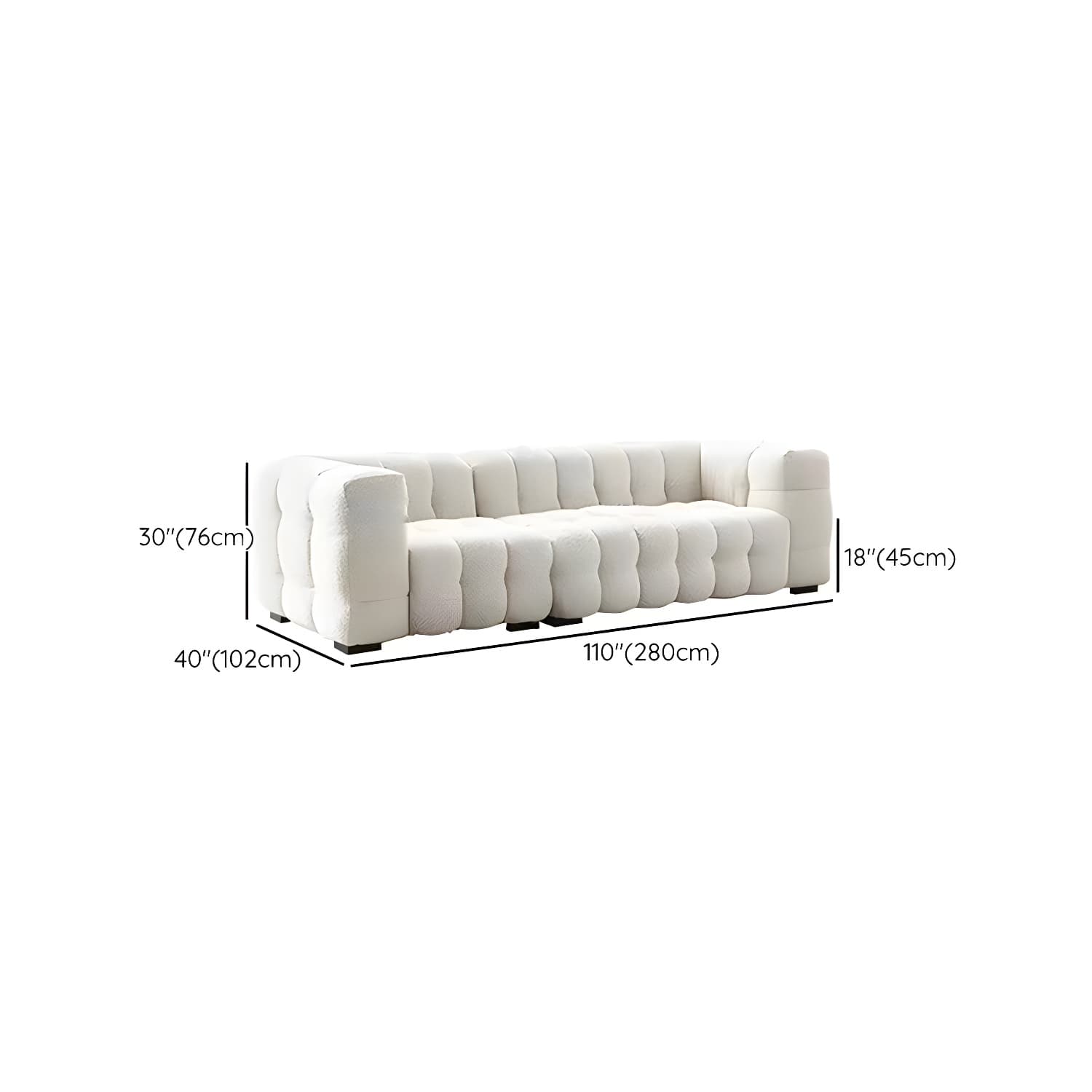 Beige Polar Fleece Upholstered Scandinavian Wood Sectional for Cozy Home Decor - image 14