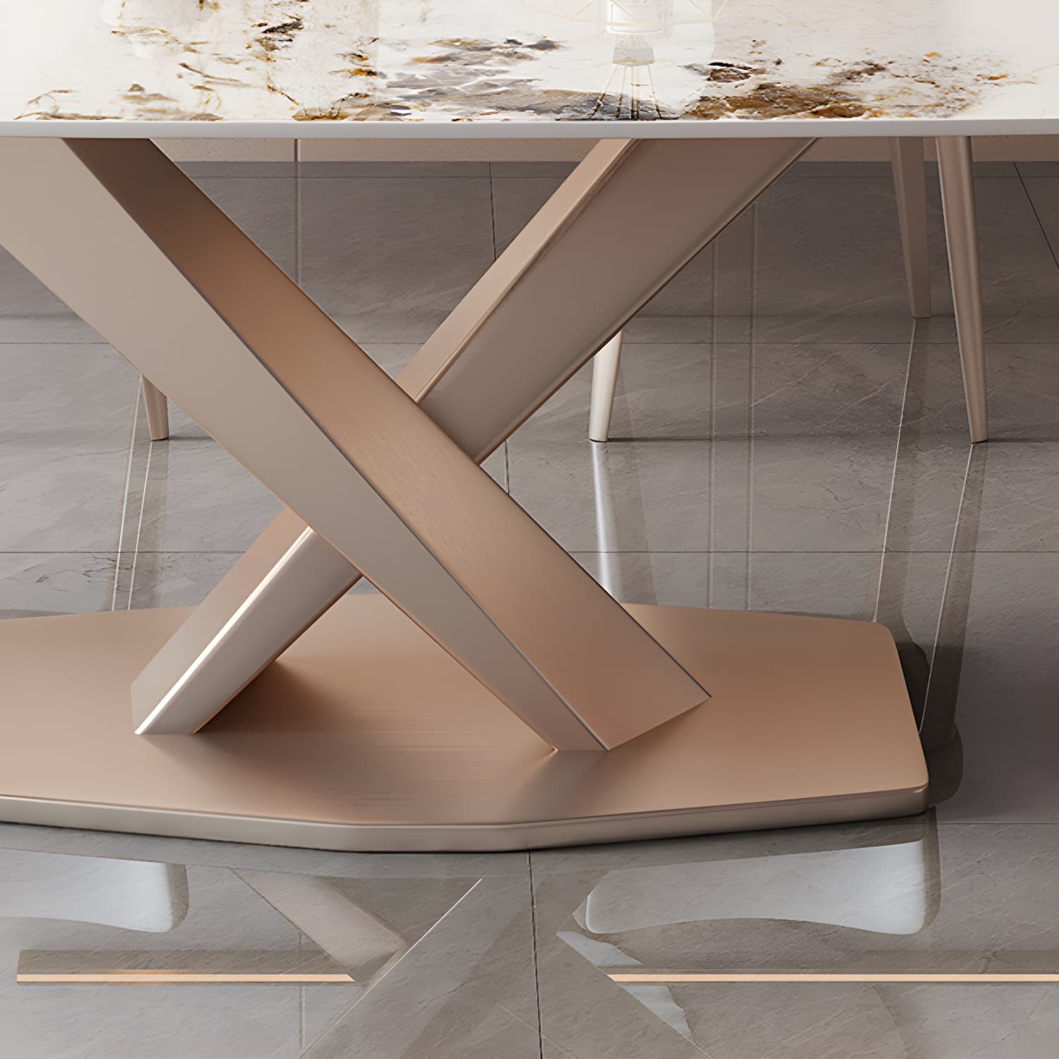 Modern Rectangle Dining Table Set 1/2/5/7 Pieces with Metal Base Kitchen Furniture Set - image 8