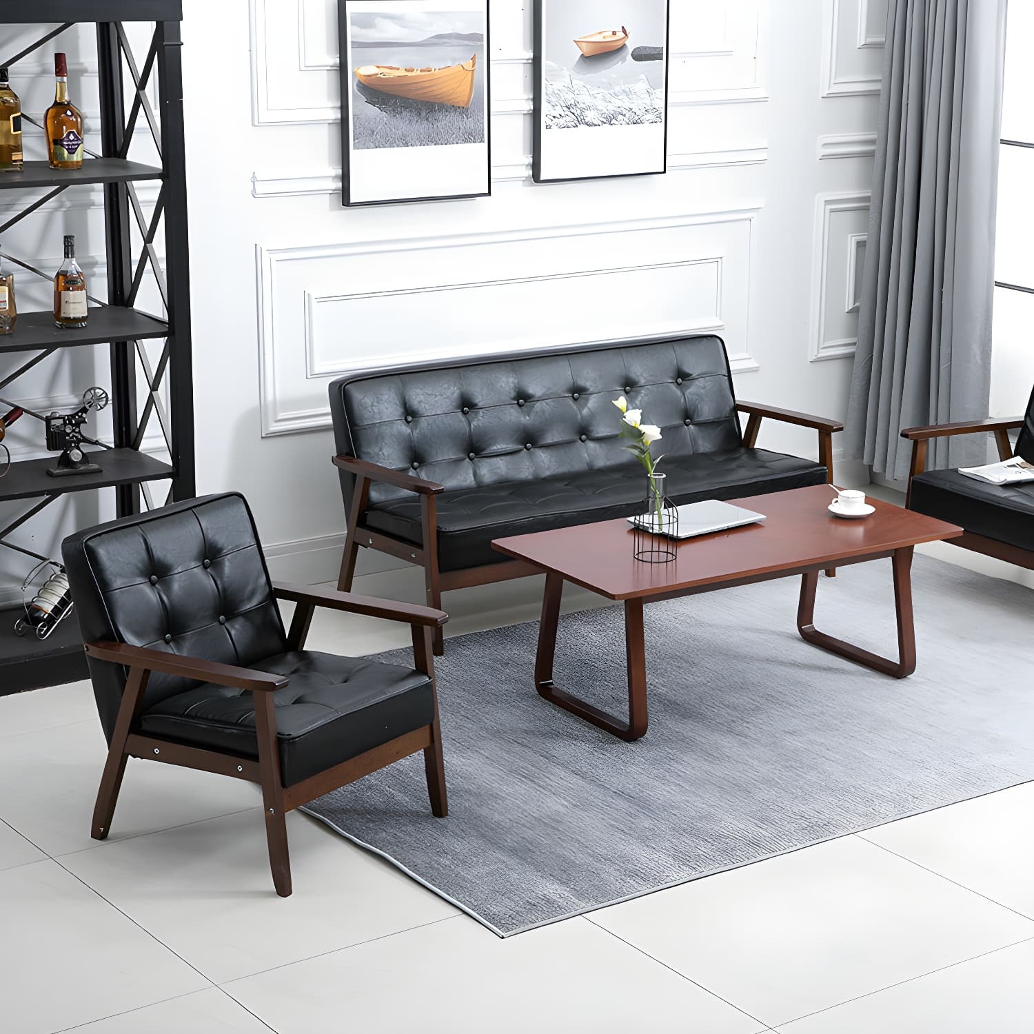 Modern Wood Frame Tufted Back Sofa with Cotton Seat Sleek and Stylish Seating - image 10
