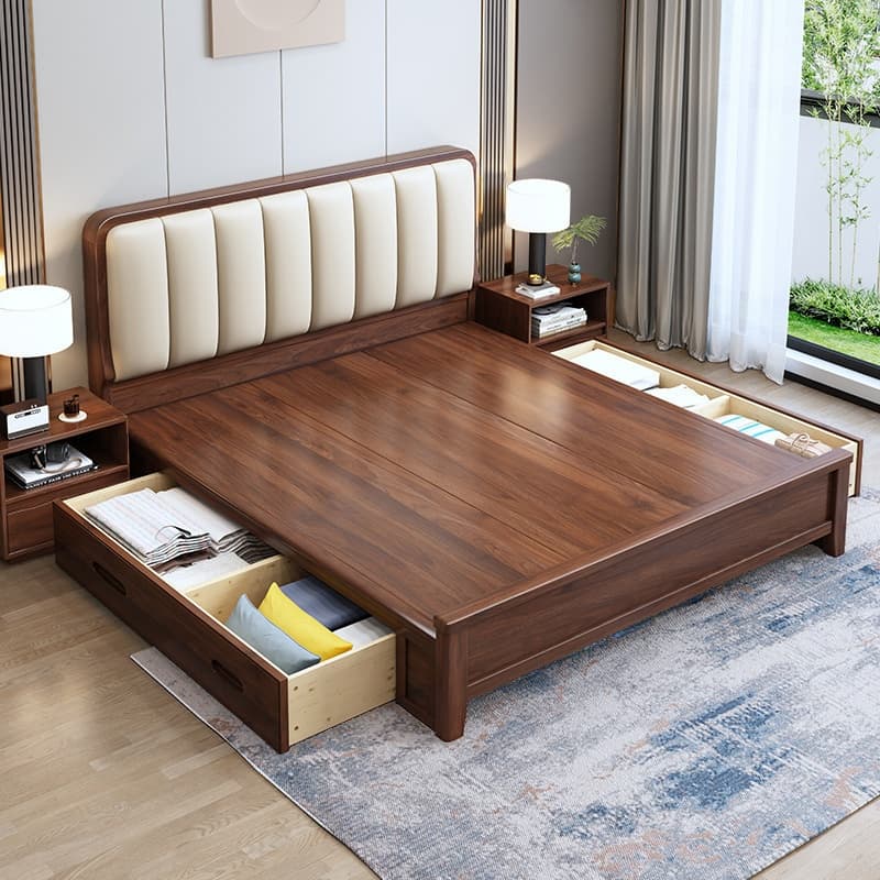 Solid Color Storage Included with 2 Storage Boxes and Natural Wood for Living Room