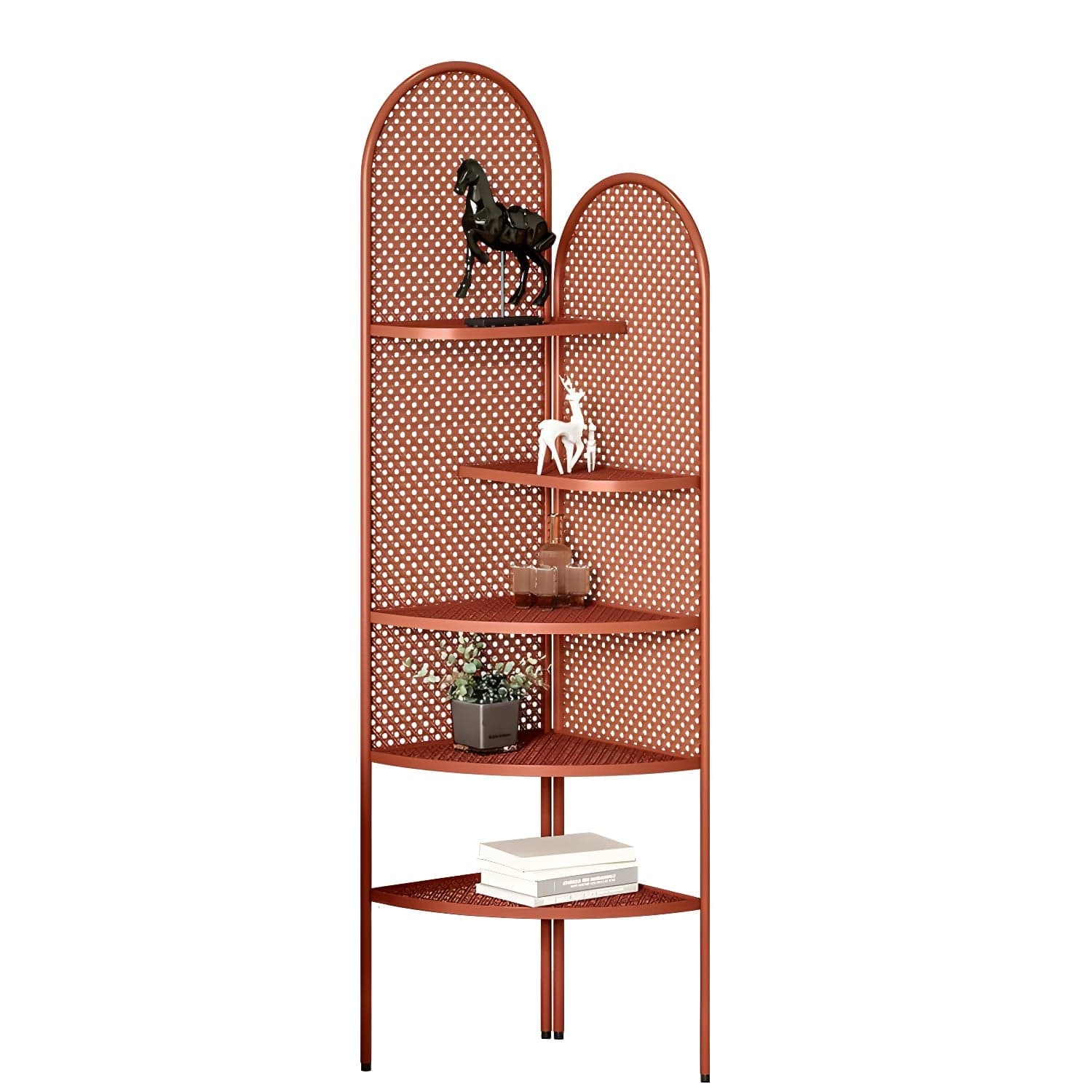 Corner Modern Accent Chest with Metal Countertop and Open Shelves, Water Resistant - image 4