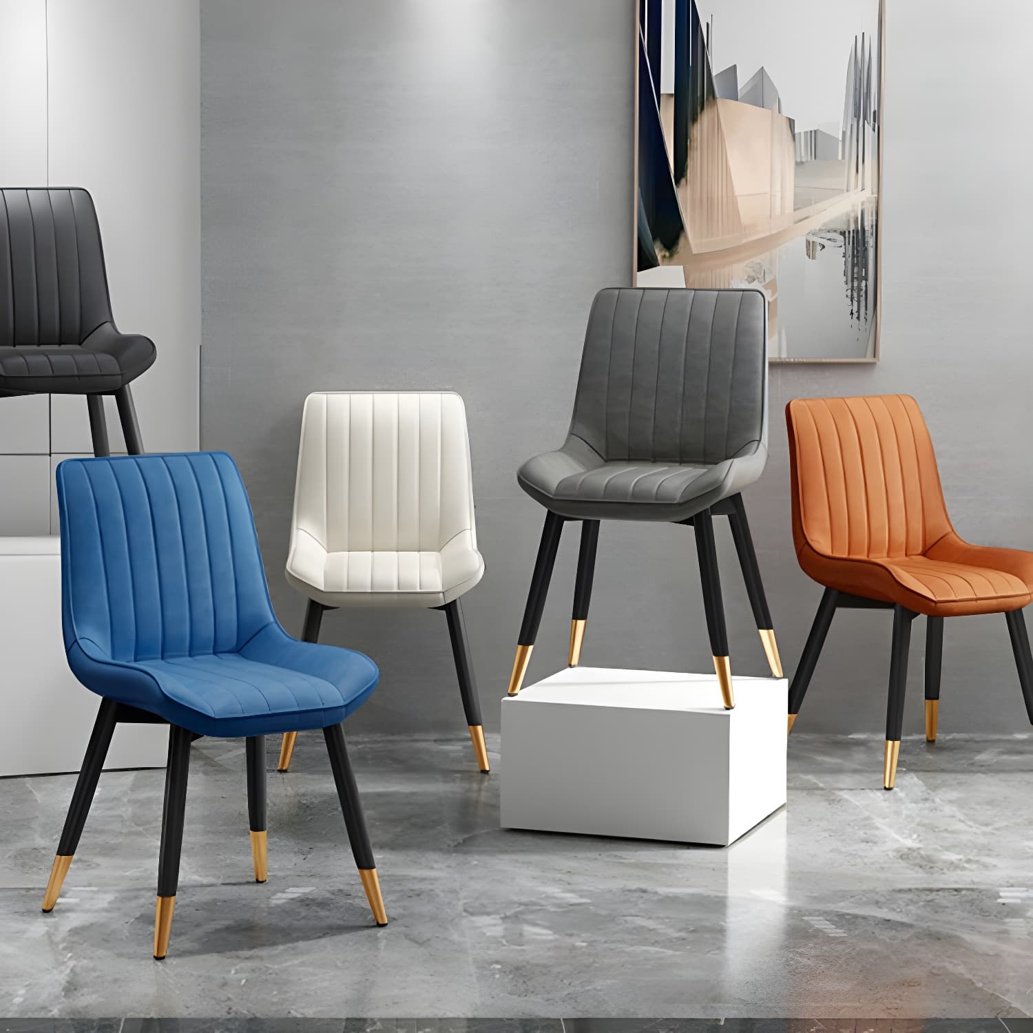 Glam Faux Leather Dining Chair Parsons Chair in Matte Finish for Home - image 19