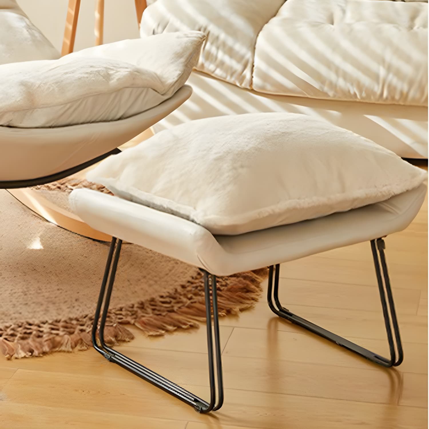 Stylish and Comfortable Modern Upholstered Rocking Chair with Natural Wood Legs - image 12