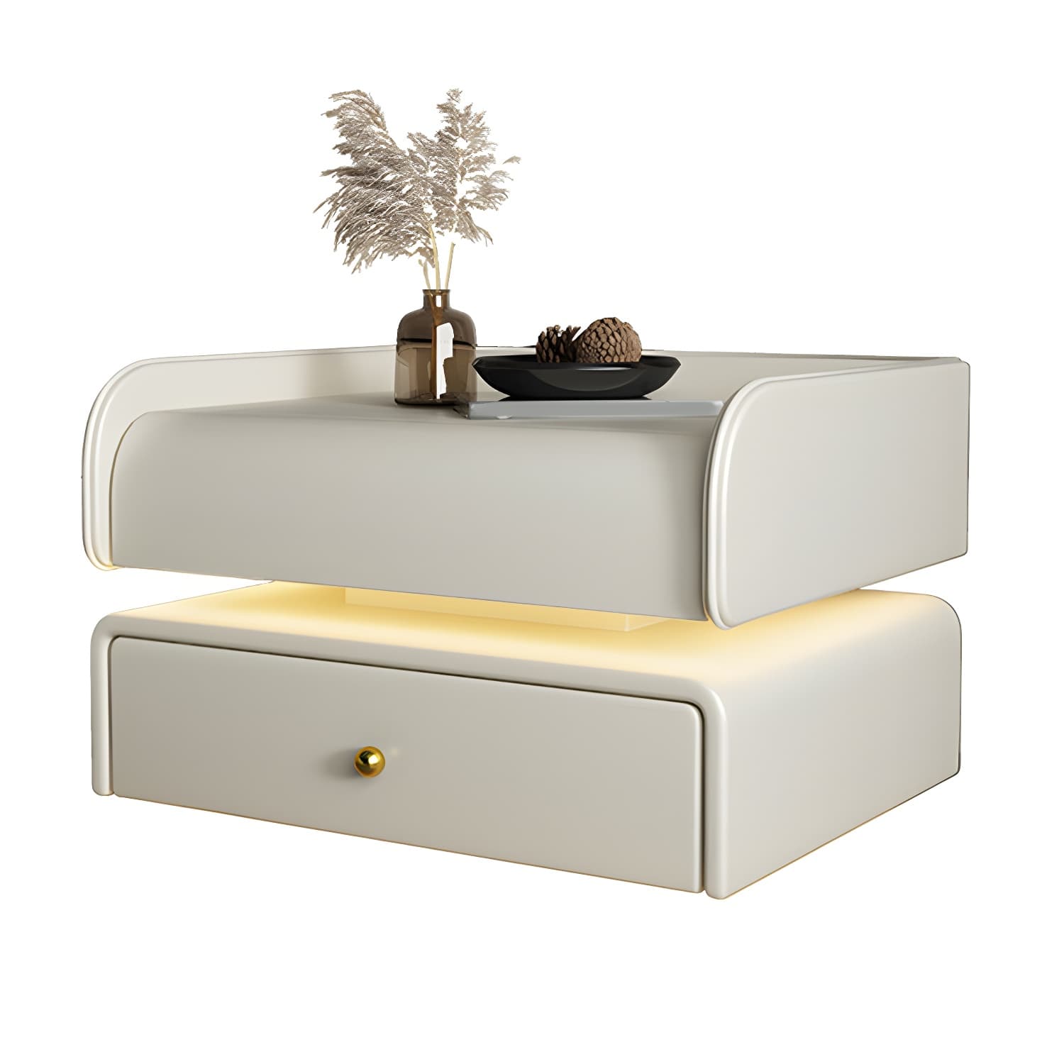 Modernism Bedside Cabinet Made from Leather and Wood for Bedroom - image 9