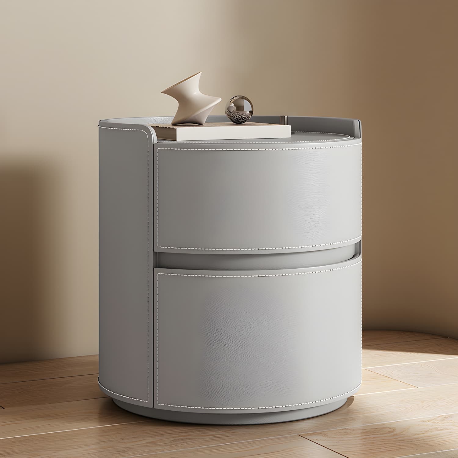 Modern Wood Nightstand with 2 Drawers and No Distressing Brown Color - image 6