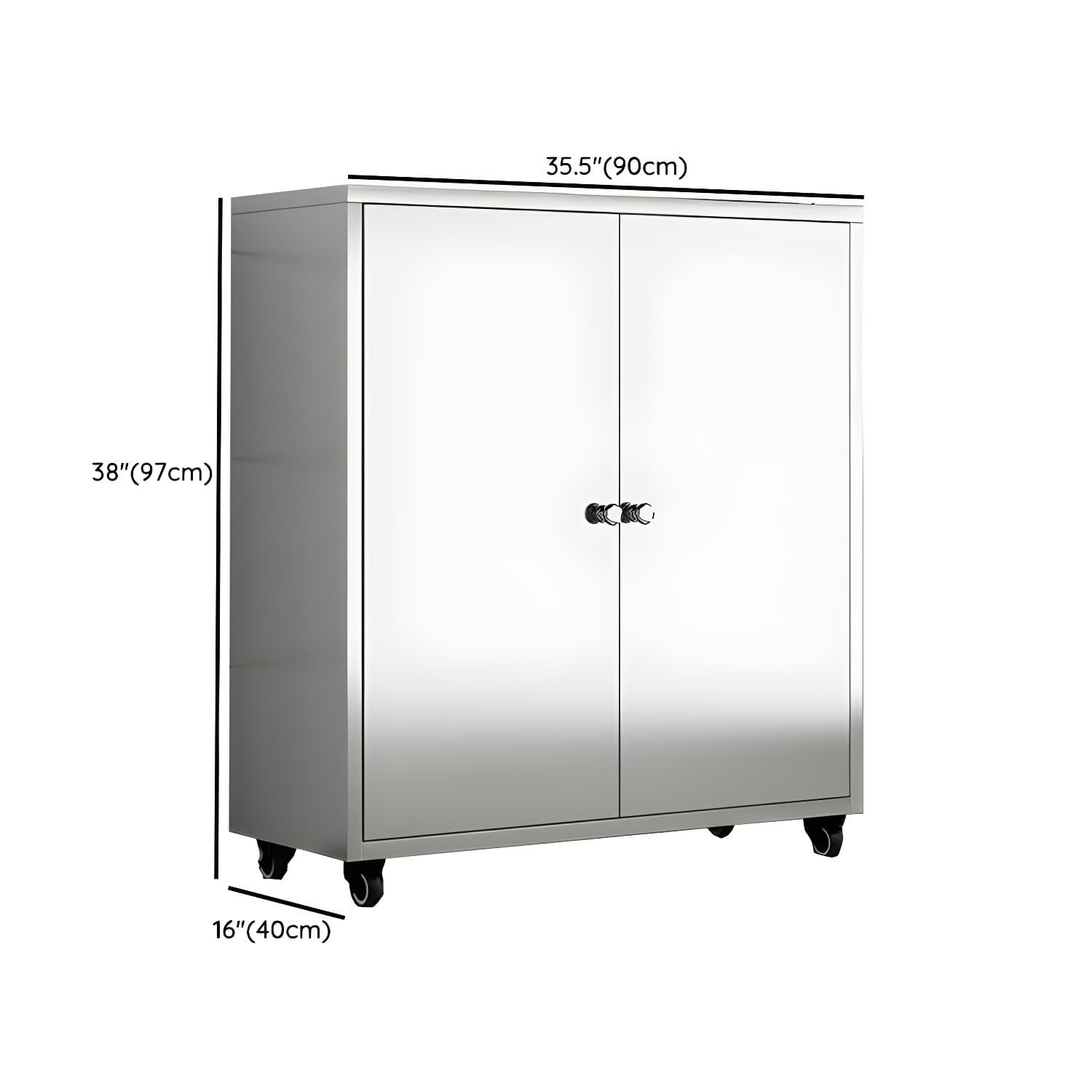 Chrome Stainless Steel Sideboard Cabinet with Cabinets, Adjustable Shelves, and Glass Doors - image 26