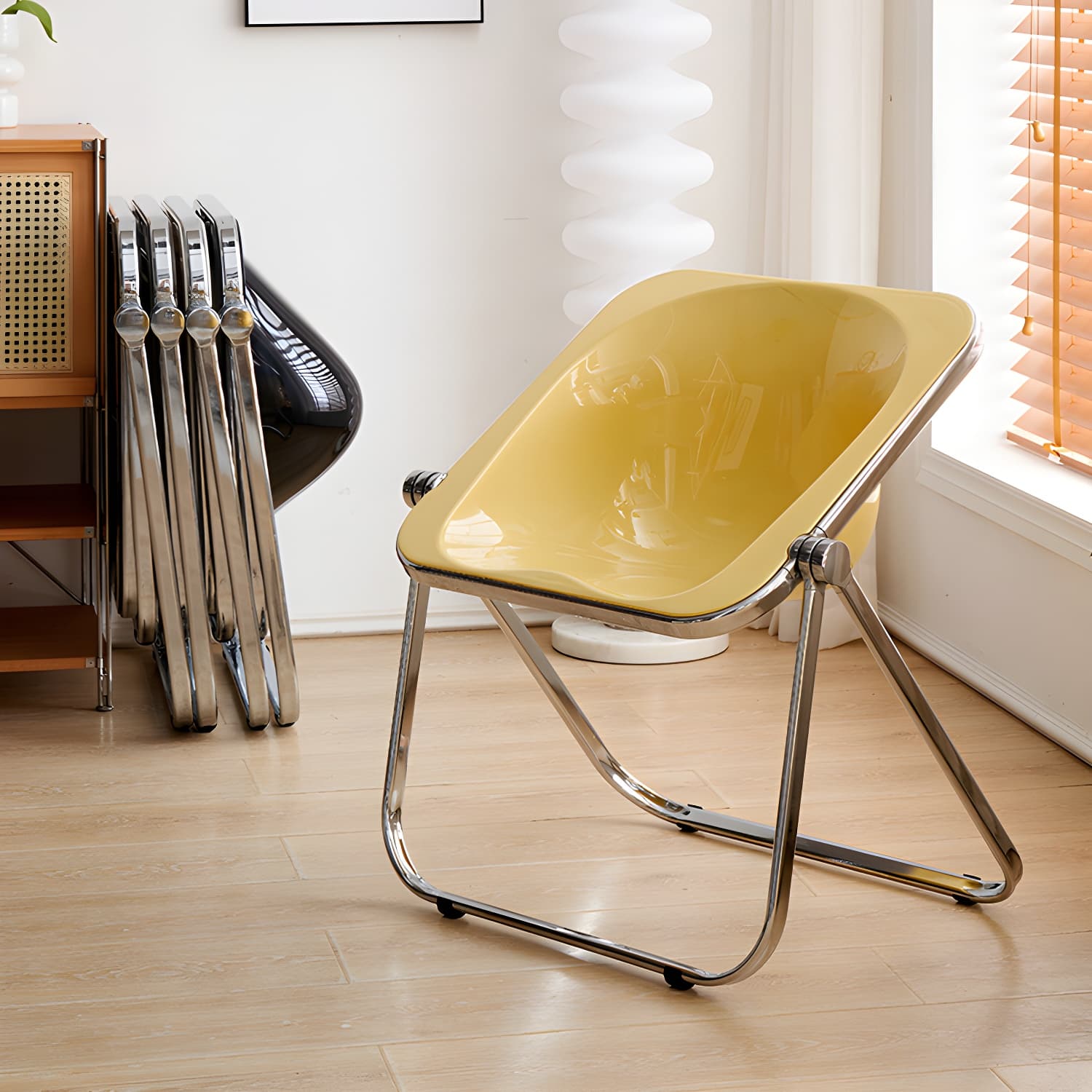 Modern Collapsible Side Chair with Low Back and Foldable Design in Plastic & Acrylic - image 8