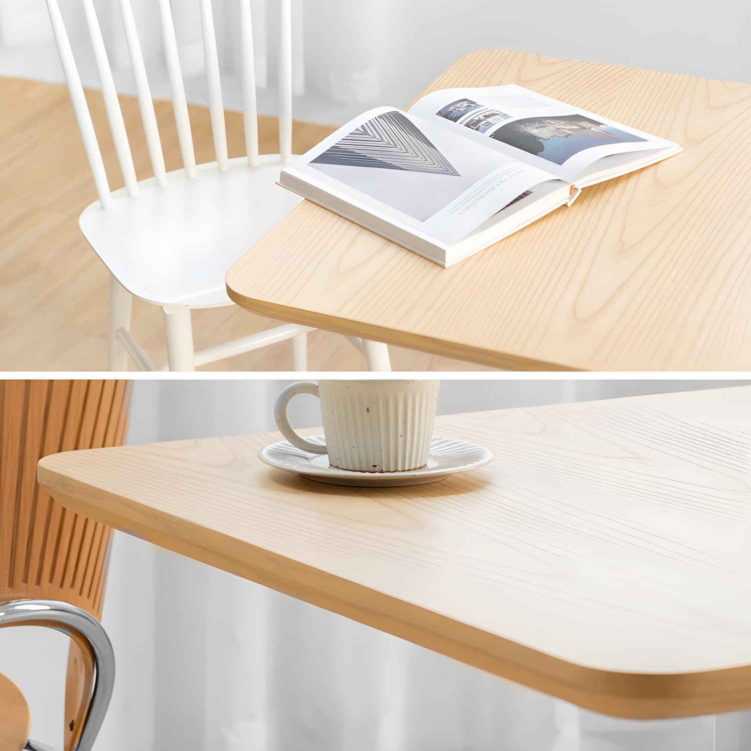 Metal Industrial Square Dining Table Solid Wood Top Table with Pedestal Base - image 10