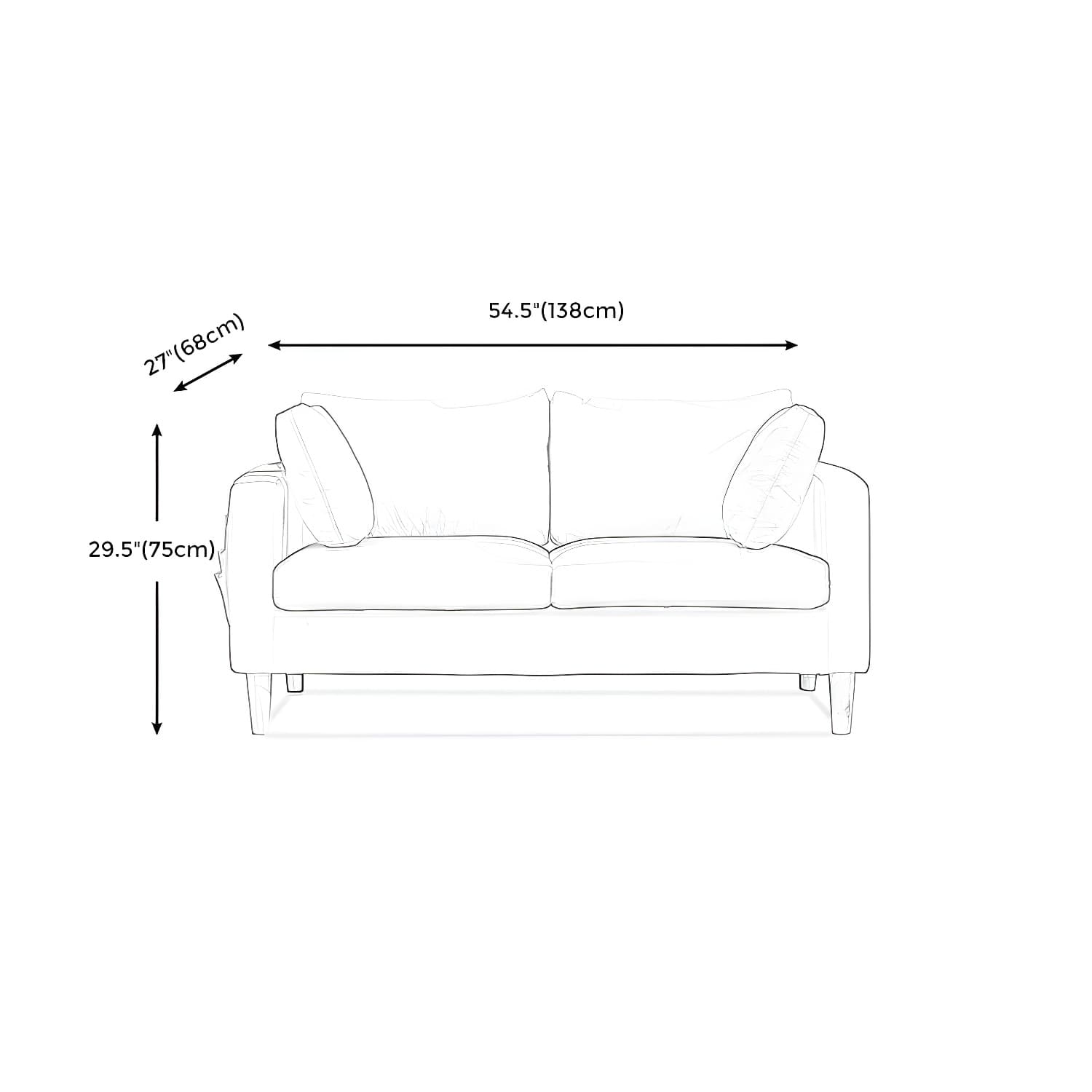 Contemporary Square Arm Couch Faux Leather Loveseat with Pillows - image 25