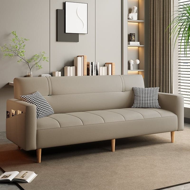 Trendy Scratch-immune Convertible Sofa in Light Gray/Light Blue/Olive Green with Arm, 4-seater/2 People/Seats 3, Receptacle Storage, and 2 Pillows - image 5