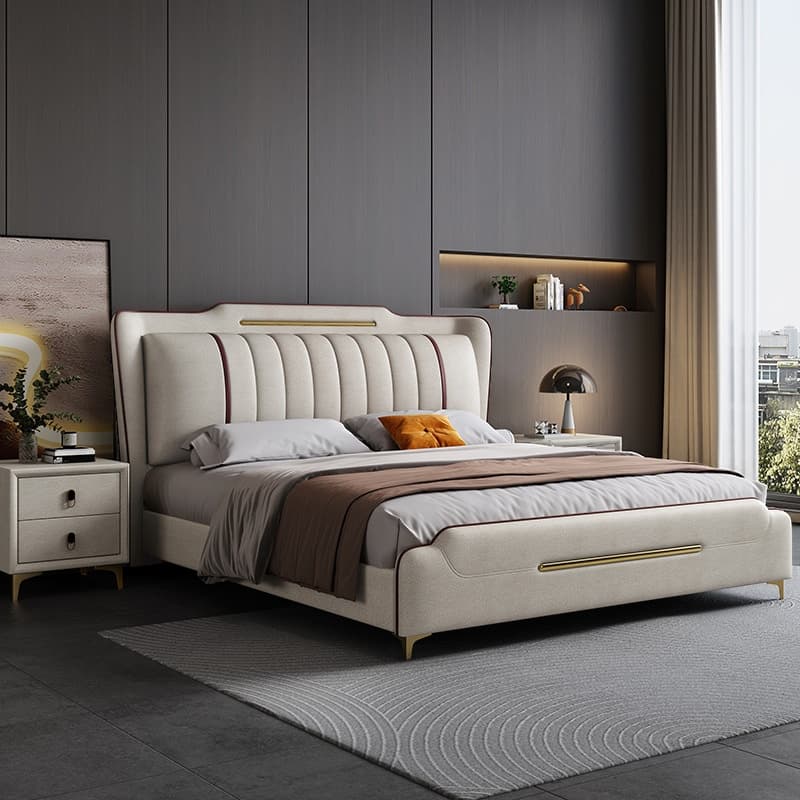 Light Gray Solid Color Storage Bed/Wingback Bed with 3 Storage Boxes, Pine Wood Frame for Living Room