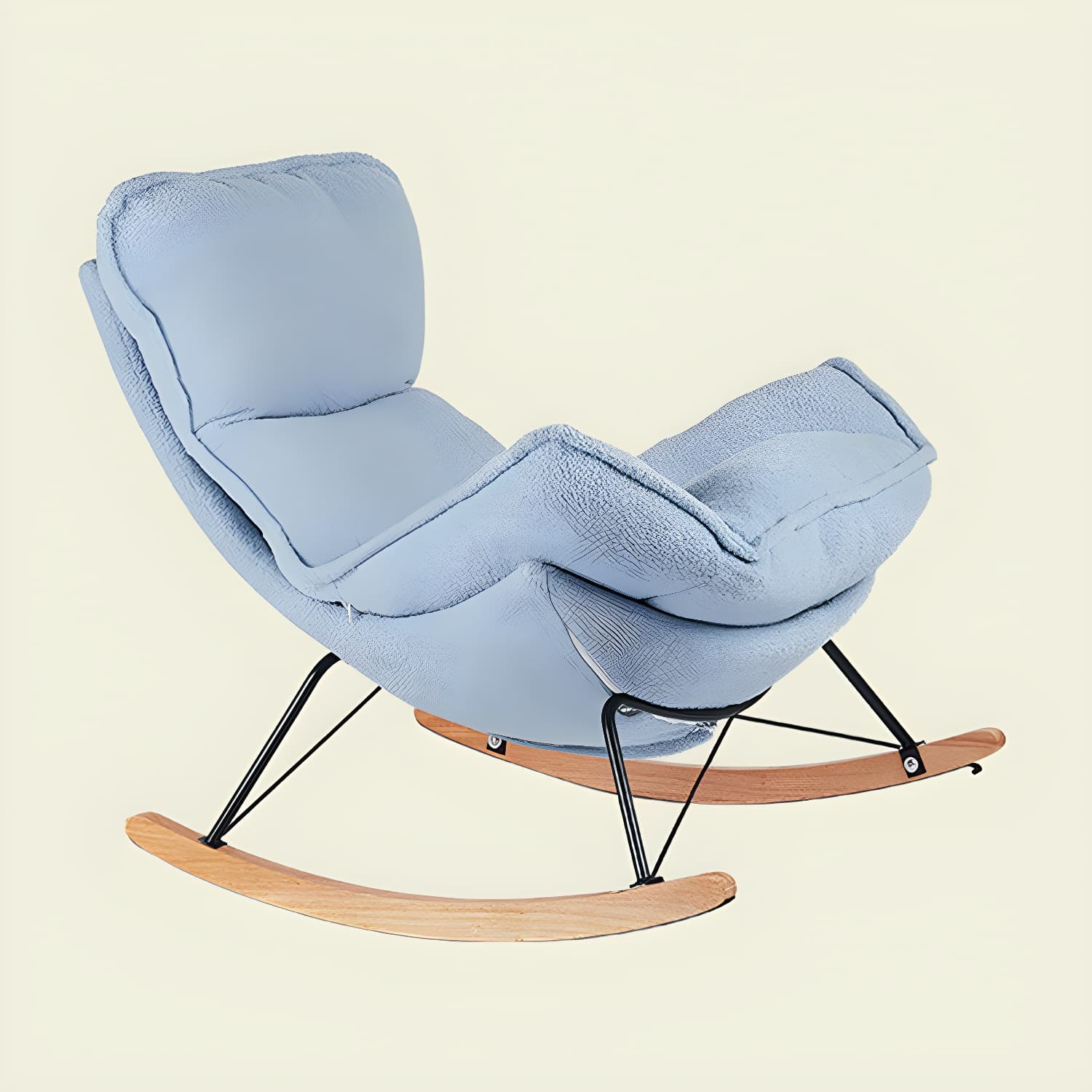Contemporary Rocking Chair Fabric Upholstered Tufted Wing Chair Back Baby Rocking Chair - image 13