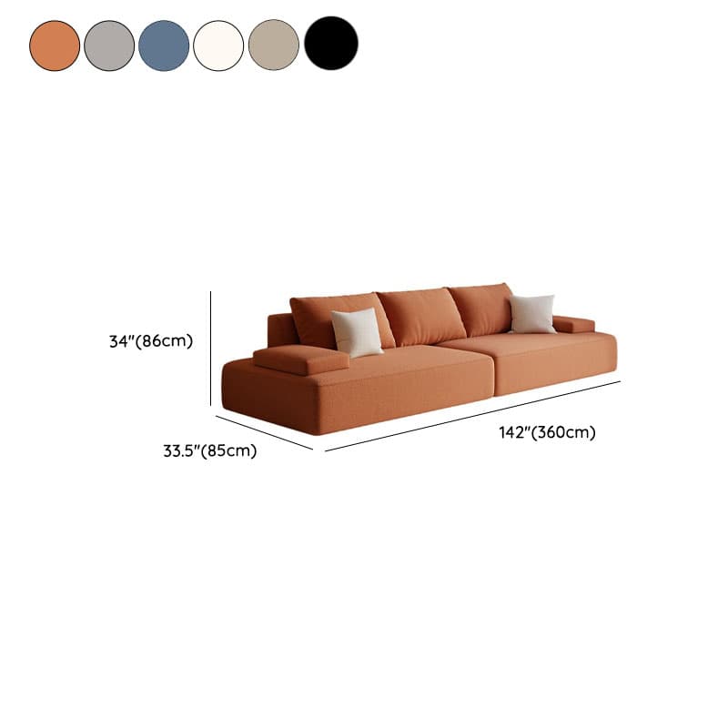 Modish Solid Color Stain Resistant Standard Sofa in Black/Light Gray/Beige for 6-Seater with 2 Pillows - image 20